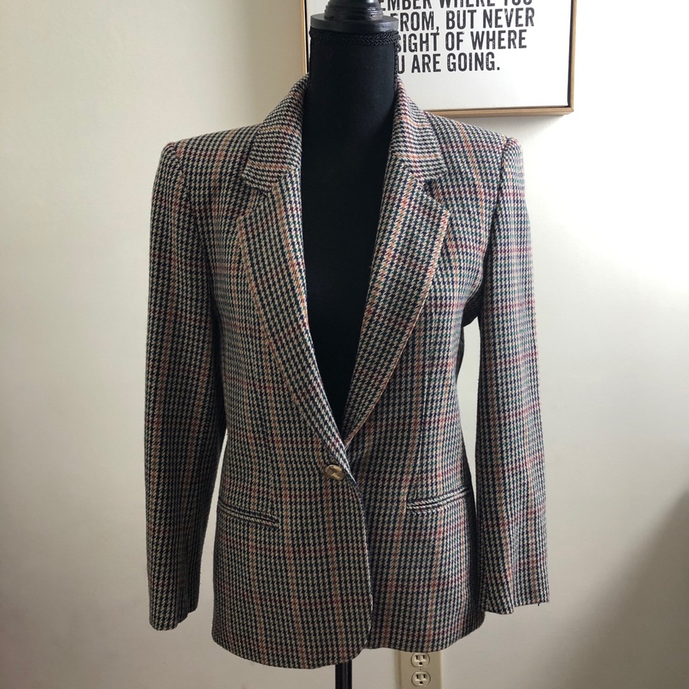 Multicolored Houndstooth Blazer